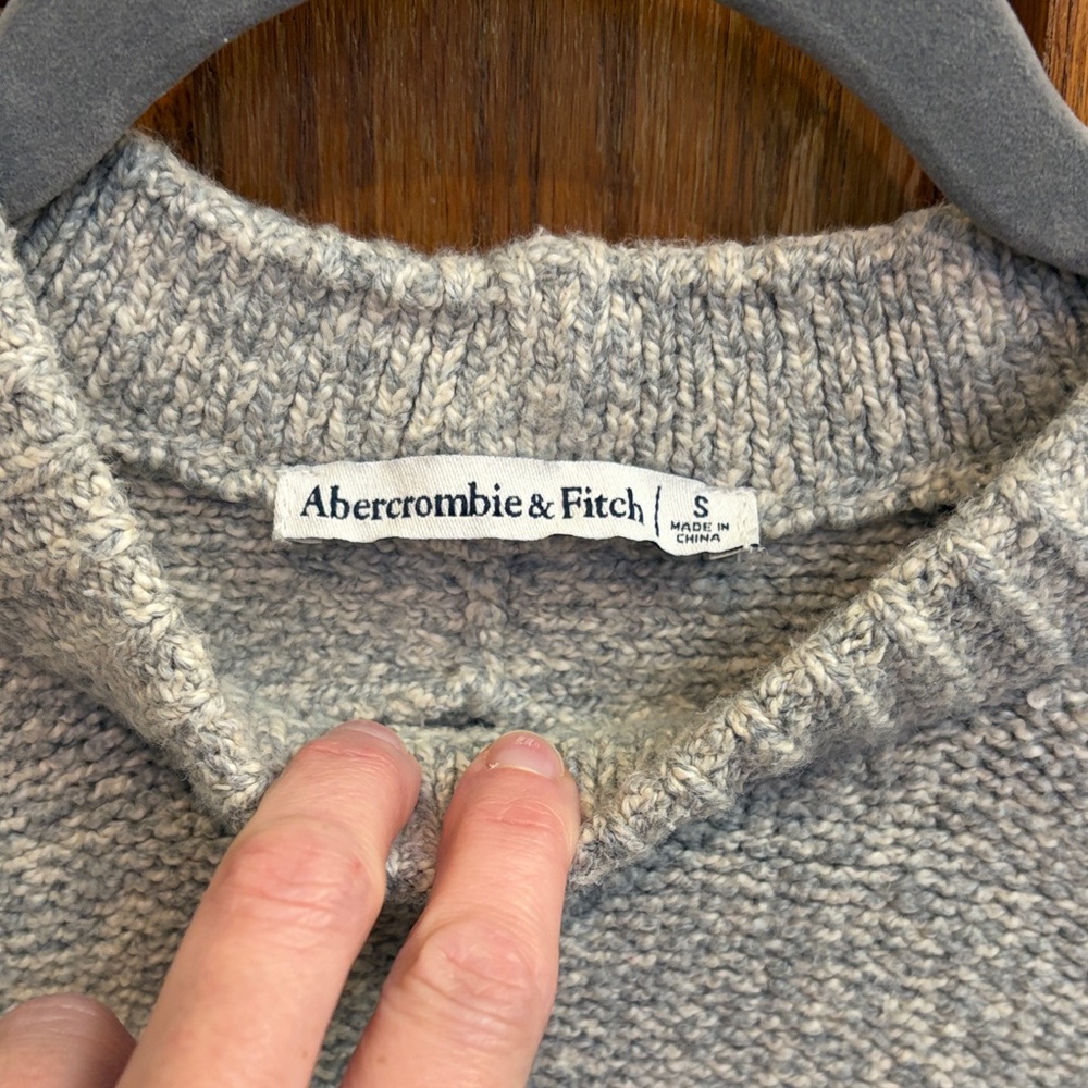 Abercrombie & Fitch Gray & White Cotton Blend Sweater Small Normcore Cottagecore - Picture 2 of 13